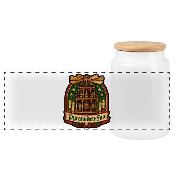 Weihnachtspyramide Pyramiden Fan Retro Badge Shirt - Panorama Keksdose mit Holzdeckel - Weiß - Vorne