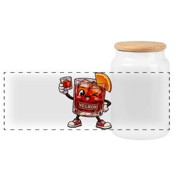 Negroni Kawaii Style – Süßer Cocktailspaß - Panorama Keksdose mit Holzdeckel - Weiß - Vorne