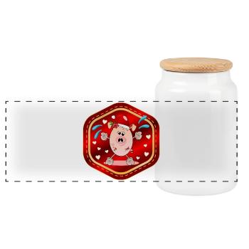 Weihnachtsmann Schwein Weihnachten - Panorama Keksdose mit Holzdeckel - Weiß - Vorne