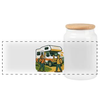 Geschenk für die erste Wohnmobilreise - Panorama Keksdose mit Holzdeckel - Weiß - Vorne