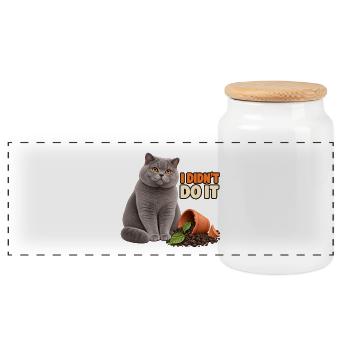 I Didn't Do It – Unschuldige Katze - Panorama Keksdose mit Holzdeckel - Weiß - Vorne