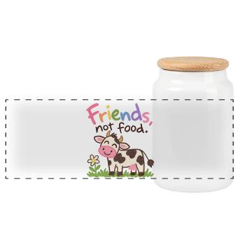 Friends Not Food Cute Cow - Panorama Keksdose mit Holzdeckel - Weiß - Vorne