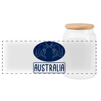 Australia Kangaroo - Panorama Keksdose mit Holzdeckel - Weiß - Vorne