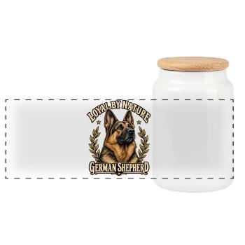 Loyal by Nature – Deutscher Schäferhund-Porträt - Panorama Keksdose mit Holzdeckel - Weiß - Vorne