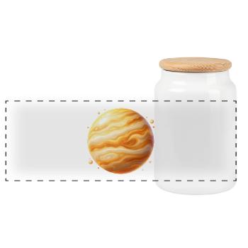Goldplanet Jupiter Wirbel - Panorama Keksdose mit Holzdeckel - Weiß - Vorne