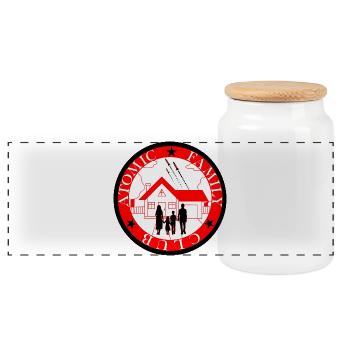 Rocket-Familie über dem Haus - Panorama Keksdose mit Holzdeckel - Weiß - Vorne