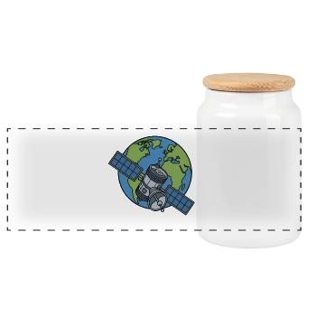 Satellit Orbit Erde Weltraum Sci-Fi Vektor Shirt - Panorama Keksdose mit Holzdeckel - Weiß - Vorne