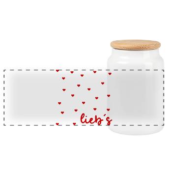 Wertschätzung Herz Liebe - Panorama Keksdose mit Holzdeckel - Weiß - Vorne