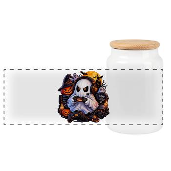 Halloween Gamer Geist: Hol dir den Style jetzt! - Panorama Keksdose mit Holzdeckel - Weiß - Vorne