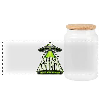 Neon-UFO-Entführungs-Meme - Panorama Keksdose mit Holzdeckel - Weiß - Vorne