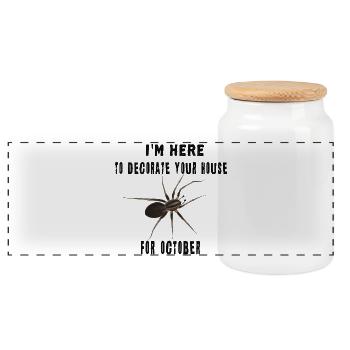 I'm here to decorate your house - Spinne Oktober - Panorama Keksdose mit Holzdeckel - Weiß - Vorne