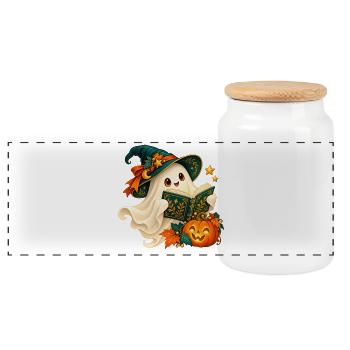 Ghost Reader Halloween verzaubert - Panorama Keksdose mit Holzdeckel - Weiß - Vorne