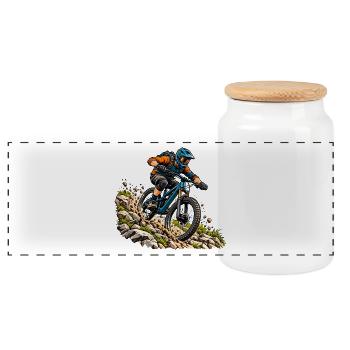 Mountainbike Abenteuer für MTB Fahrer - Panorama Keksdose mit Holzdeckel - Weiß - Vorne