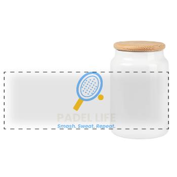 Padel Life Shirt Smash Sweat Repeat Padel Player - Panorama Keksdose mit Holzdeckel - Weiß - Vorne