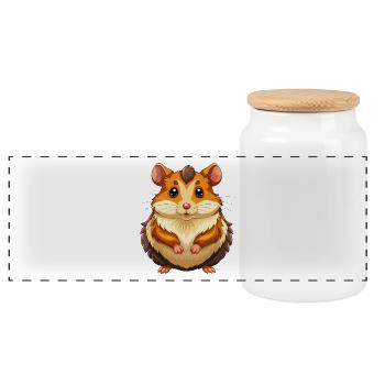 Hamster - Panorama Keksdose mit Holzdeckel - Weiß - Vorne