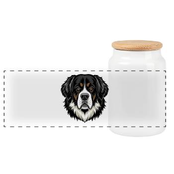 Bernhardiner Hundekopf - Panorama Keksdose mit Holzdeckel - Weiß - Vorne
