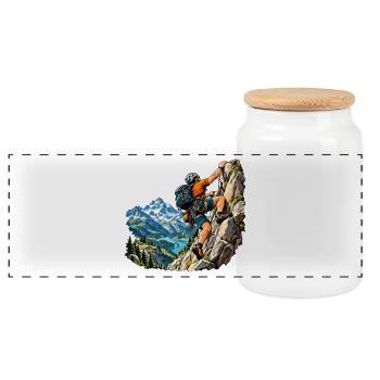 Kletter Abenteuer für Bergsteiger - Panorama Keksdose mit Holzdeckel - Weiß - Vorne