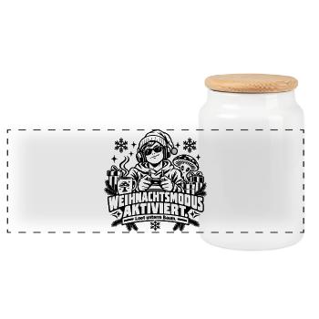 Weihnachtsmodus aktiviert: Lustiges Gamer-Geschenk - Panorama Keksdose mit Holzdeckel - Weiß - Vorne