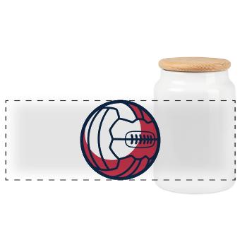 Retro Fussball Lederball Icon - Panorama Keksdose mit Holzdeckel - Weiß - Vorne