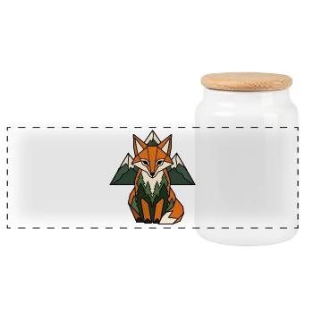 Fuchs Berge Tannen Geometrisch Natur Vektor Shirt - Panorama Keksdose mit Holzdeckel - Weiß - Vorne