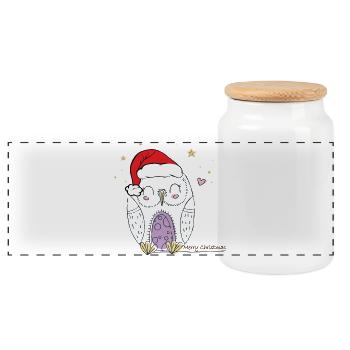 Merry Christmas - Panorama Keksdose mit Holzdeckel - Weiß - Vorne