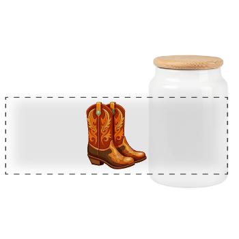Cowgirl-Stiefel - Panorama Keksdose mit Holzdeckel - Weiß - Vorne