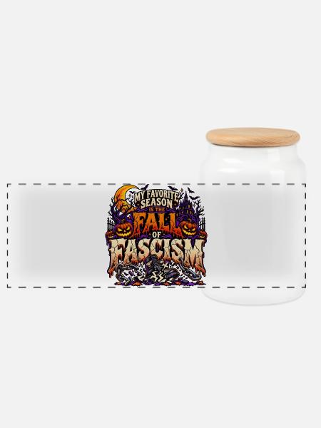Unheimlicher Fall des Faschismus - Panorama Keksdose mit Holzdeckel - Weiß