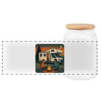 Geschenk für die erste Nacht im Wohnmobil - Panorama Keksdose mit Holzdeckel - Weiß - Vorne