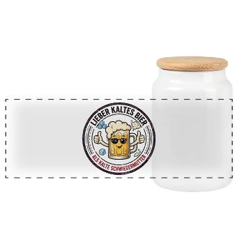 Lieber Kaltes Bier Als Kalte Schwiegermutter Lusti - Panorama Keksdose mit Holzdeckel - Weiß - Vorne