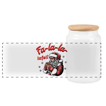 Fa La La Lafel Falafel Weihnachtsmann Lustig - Panorama Keksdose mit Holzdeckel - Weiß - Vorne