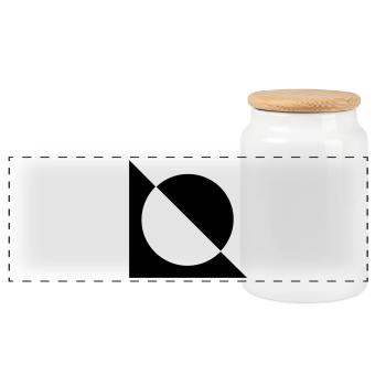 Black and white - Panoramic Cookie Jar with Wooden Lid - white - Front