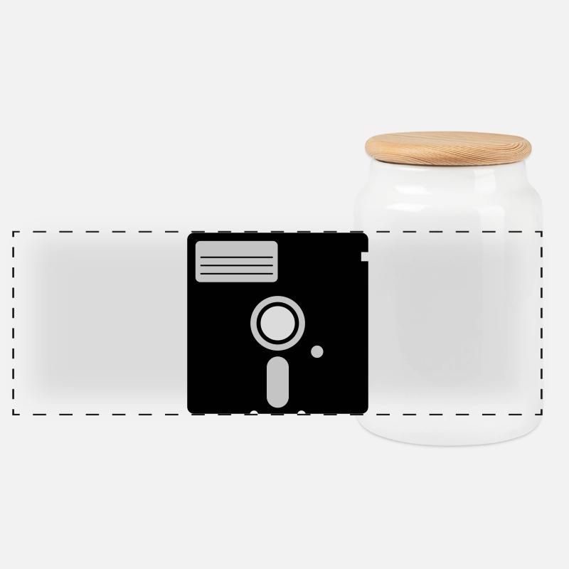 retro floppy disk - Boîte à biscuits avec couvercle en bois - blanc