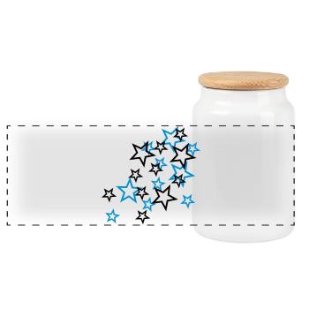 stars - Panoramic Cookie Jar with Wooden Lid - white - Front