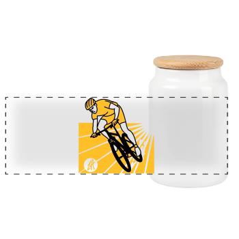 MTB - Panoramic Cookie Jar with Wooden Lid - white - Front