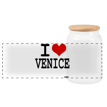 i love Venice - couleurs personnalisables - Boîte à biscuits avec couvercle en bois - blanc - Devant