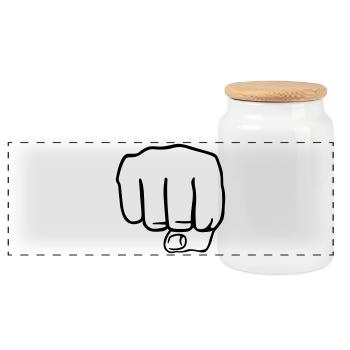 Faust | Fist | Hand - Boîte à biscuits avec couvercle en bois - blanc - Devant