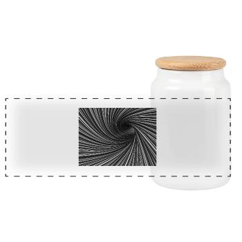 Black and White Tourbillon - Panoramic Cookie Jar with Wooden Lid - white - Front