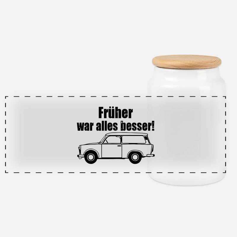  , Trabi , DDR Kult , früher besser (25) - Panorama Keksdose mit Holzdeckel - Weiß