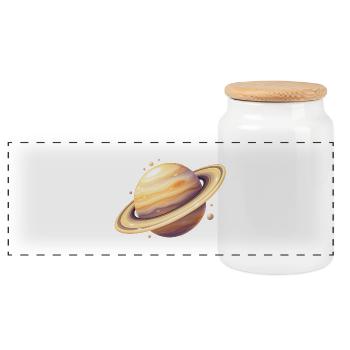 Saturn Farbplanet Illustration - Panorama Keksdose mit Holzdeckel - Weiß - Vorne