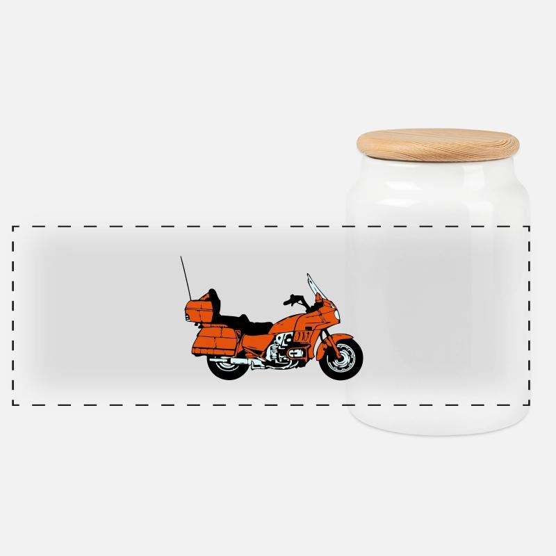 Motorrad , Goldwing , Chopper , Kult(25) - Panorama Keksdose mit Holzdeckel - Weiß
