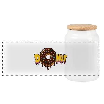 DONUT – Gourmand et coloré - Boîte à biscuits avec couvercle en bois - blanc - Devant