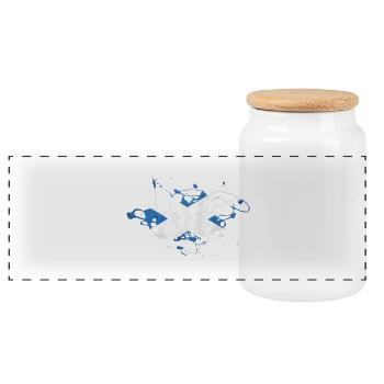 Scotland - Panoramic Cookie Jar with Wooden Lid - white - Front