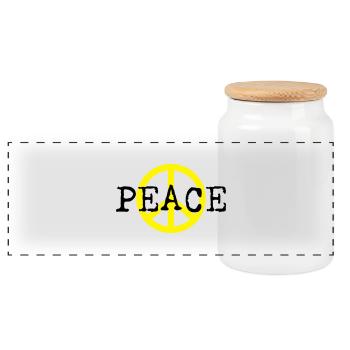peace and love - Panorama Keksdose mit Holzdeckel - Weiß - Vorne