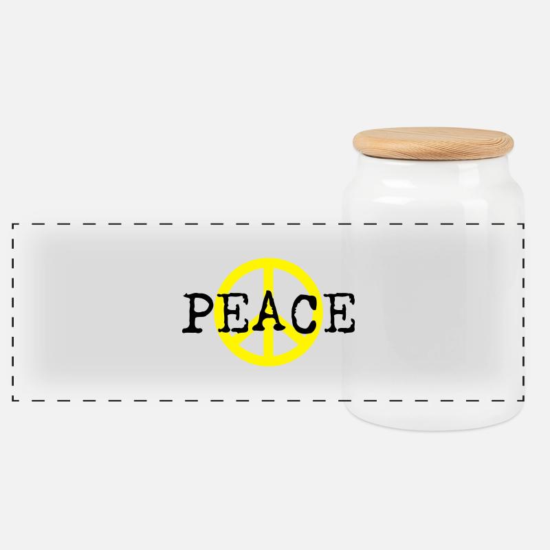 peace and love - Panorama Keksdose mit Holzdeckel - Weiß