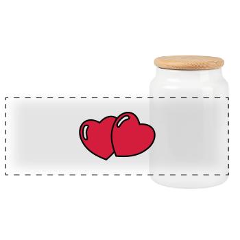 cœur - Boîte à biscuits avec couvercle en bois - blanc - Devant