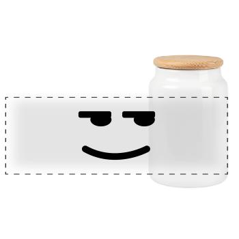Satisfait Smiley - Boîte à biscuits avec couvercle en bois - blanc - Devant