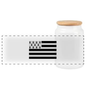 bzh_flag - Boîte à biscuits avec couvercle en bois - blanc - Devant
