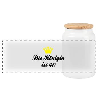 40. Geburtstag - Panorama Keksdose mit Holzdeckel - Weiß - Vorne