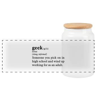 Geek definition - Panoramic Cookie Jar with Wooden Lid - white - Front