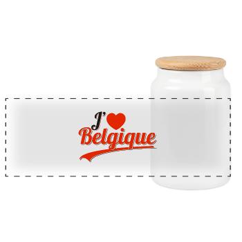 j'aime Belgique - I love belgium - Boîte à biscuits avec couvercle en bois - blanc - Devant